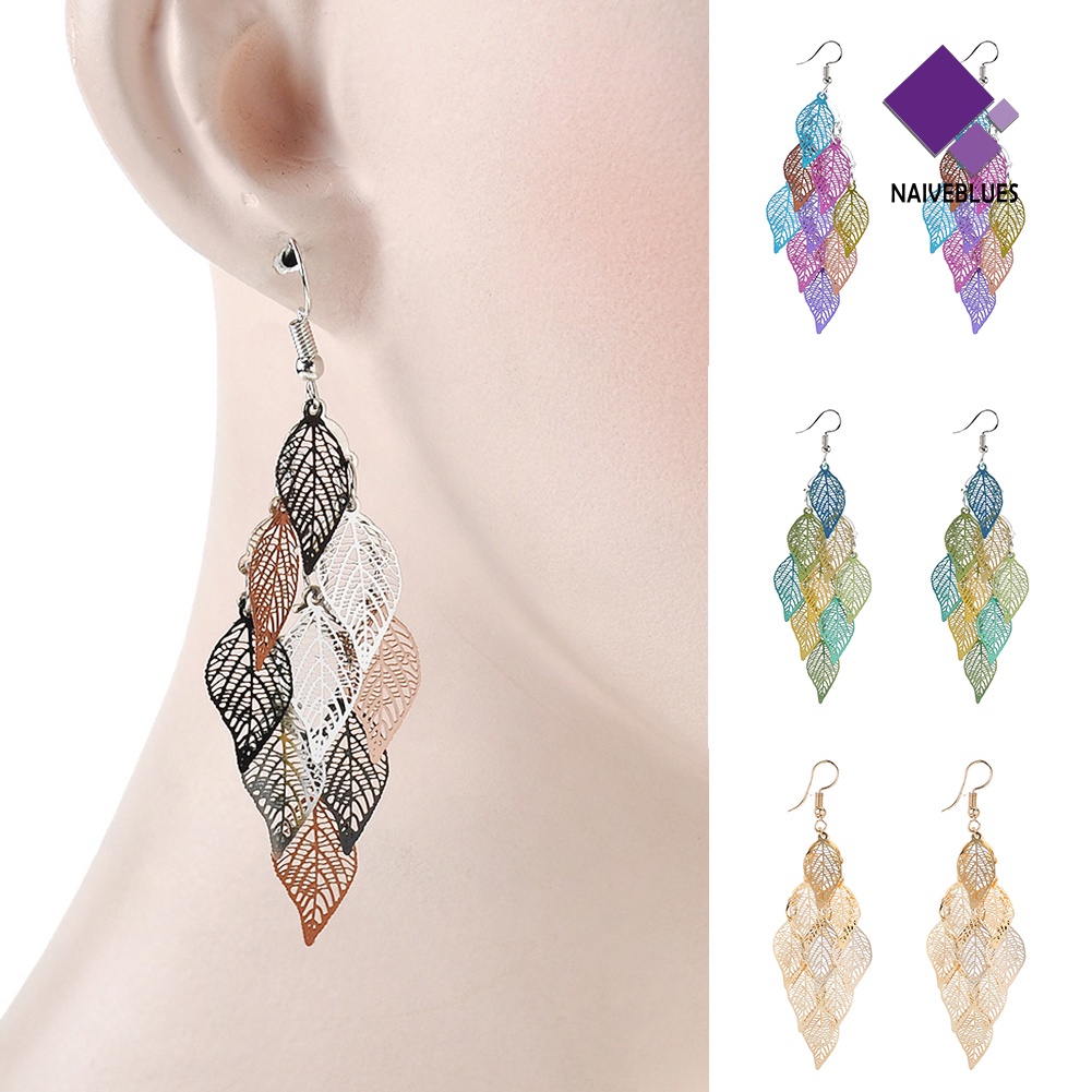 Anting Kait Model Hollow Multi Layer Warna-Warni Untuk Wanita