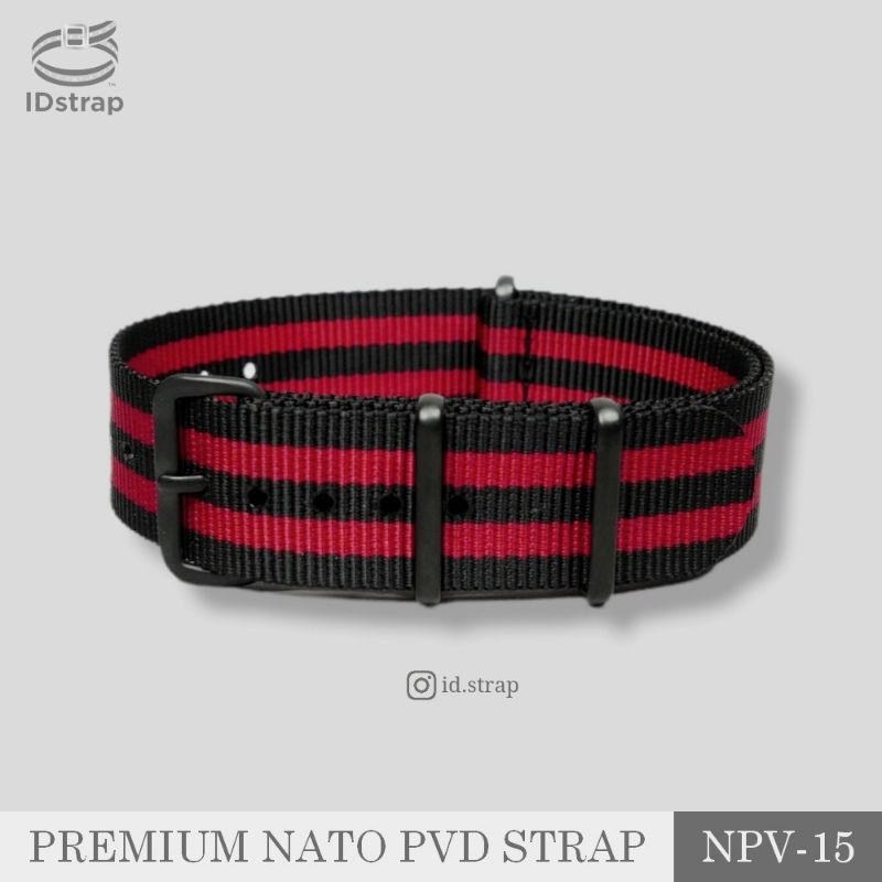NPV-15 Tali Jam Nato Premium G10 PVD Ballistic Nylon Strap - Black-Red