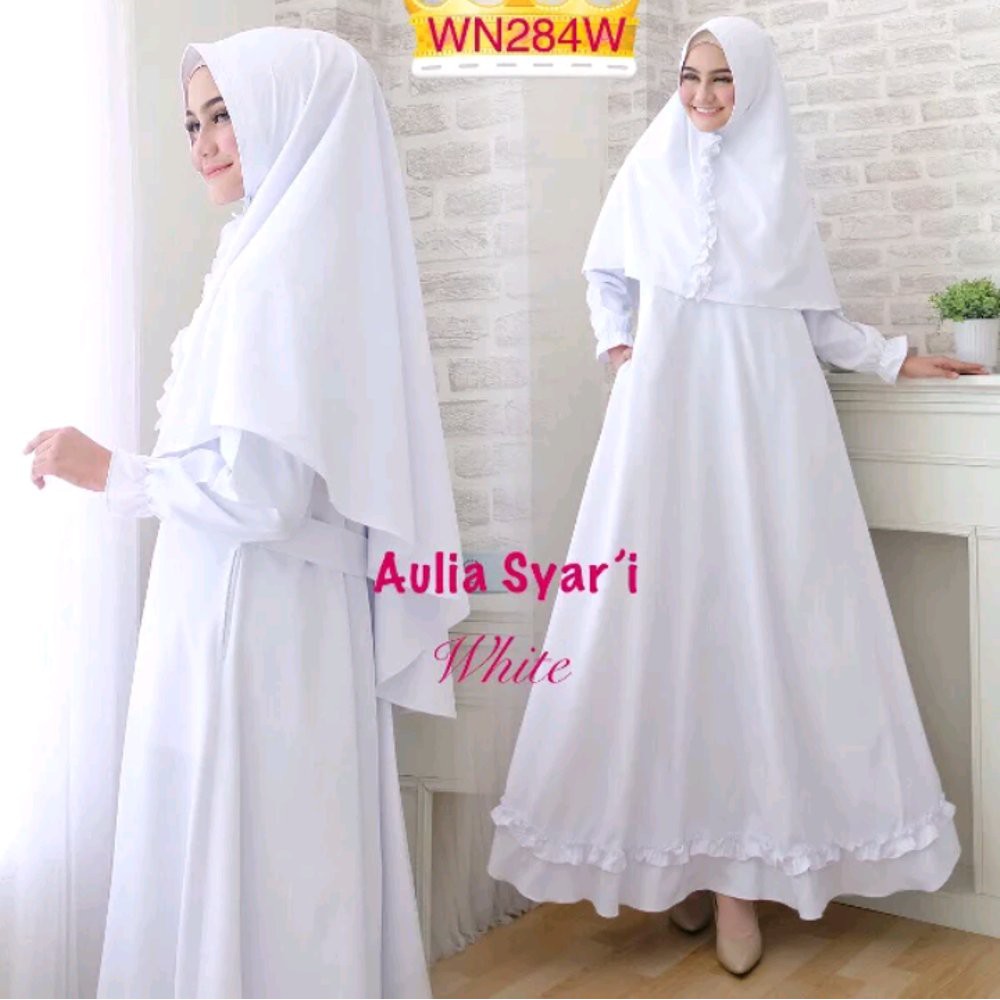 JUAL gamis syari putih polos umroh white