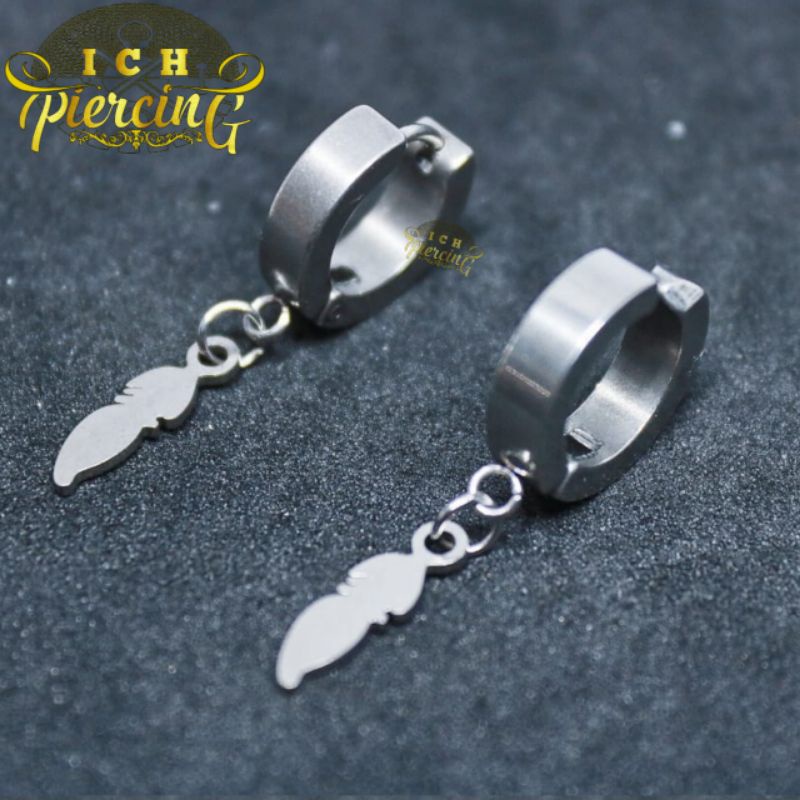 Anting Gantungan Model Bulu kecil / Anting Tindik dan Jepit / Anting Pria Wanita / Anting Fake / Anting Titanium / Anting stainless steel / Anting K-Pop / Anting BTS / Anting Korea