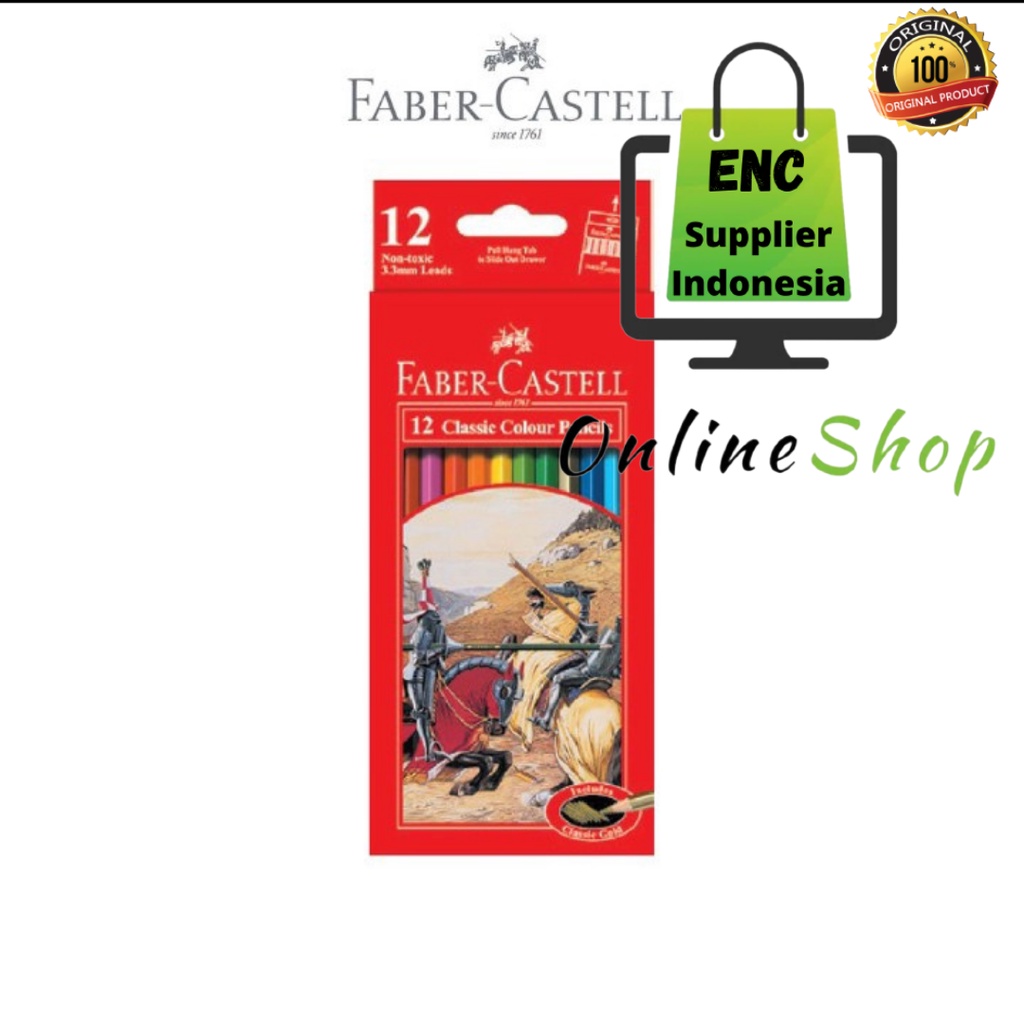 

faber castell 12w pensil 12 warna panjang classic fabercastell per set - enc.sup