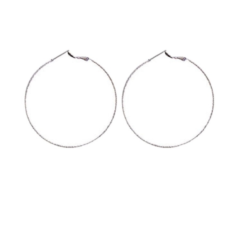 Anting Bentuk Lingkaran Besar Bahan Logam Warna Emas Terang Gaya Korea Selatan Untuk Perempuan