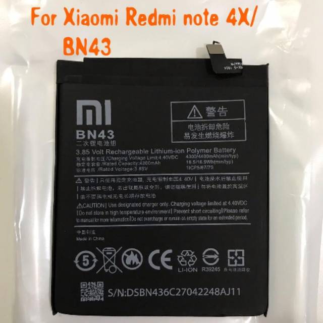 Baterai Batre Battery    Original Xiaomi Redmi Note 4X/ BN43 | Shopee