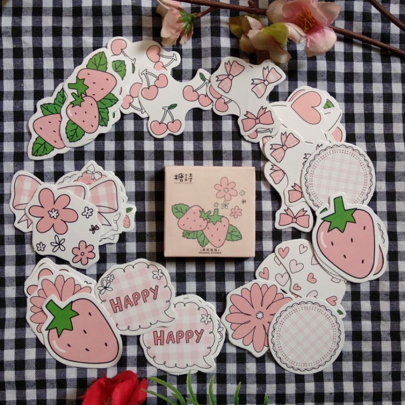 

45PCS STIKER BOX DECO KAWAII - STRAWBERRY HOLIC