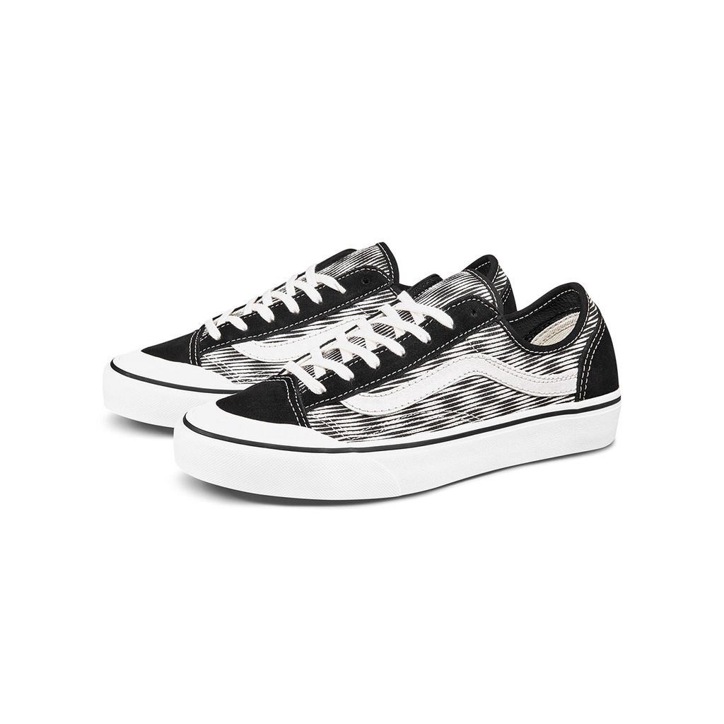 SEPATU VANS OFF THE WALL | STYLE 36 DECON SF HEMP BLUR CHECK BLACK MARSHMELLOW