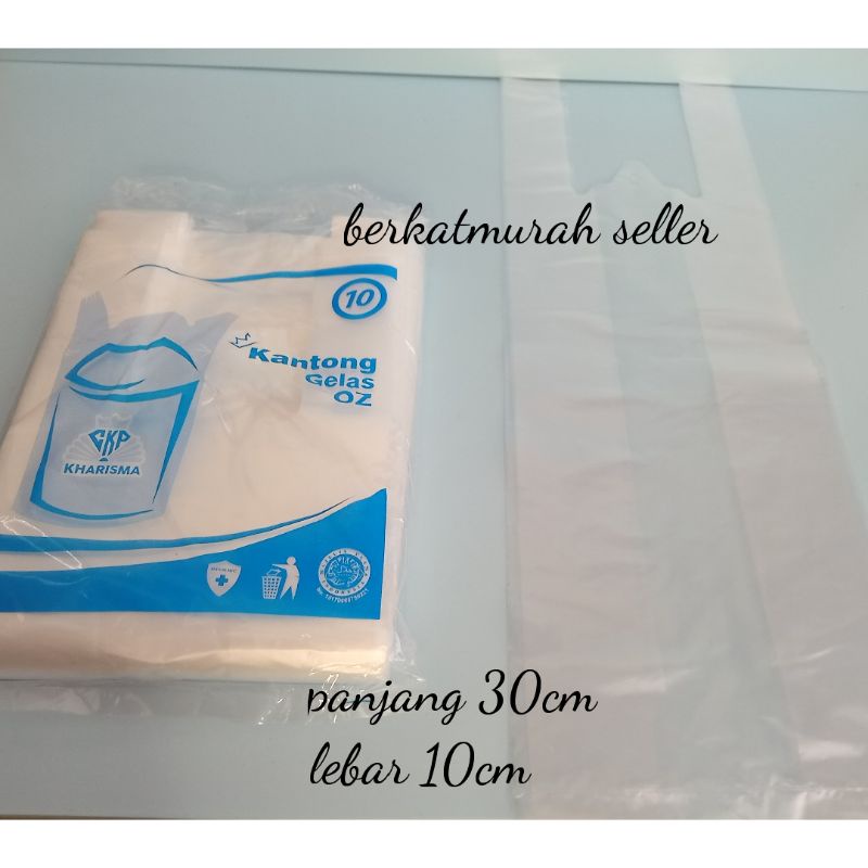 Kantong plastik/kresek gelas bening/gelas Oz untuk 1gelas pop ice, es Boba dll