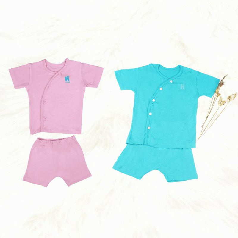 Huggy boo - Baju Bayi Kimono Pendek / Set Baju Tidur Pendek Bayi (Tersedia varian warna dan ukuran)