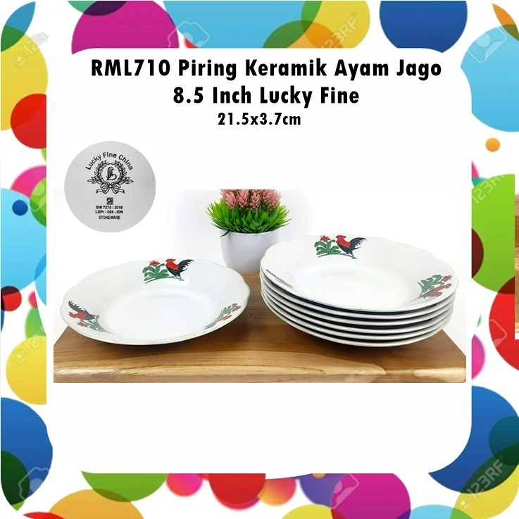 RML710 Piring Keramik Ayam Jago 8.5 Inch Lucky Fine