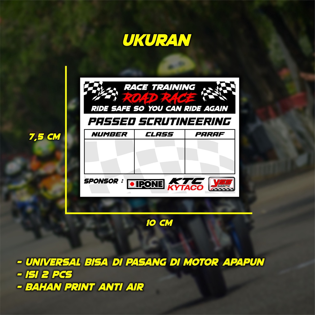 Sticker Scrutineering Road Race Balap Motor ( Isi 2 Pcs )