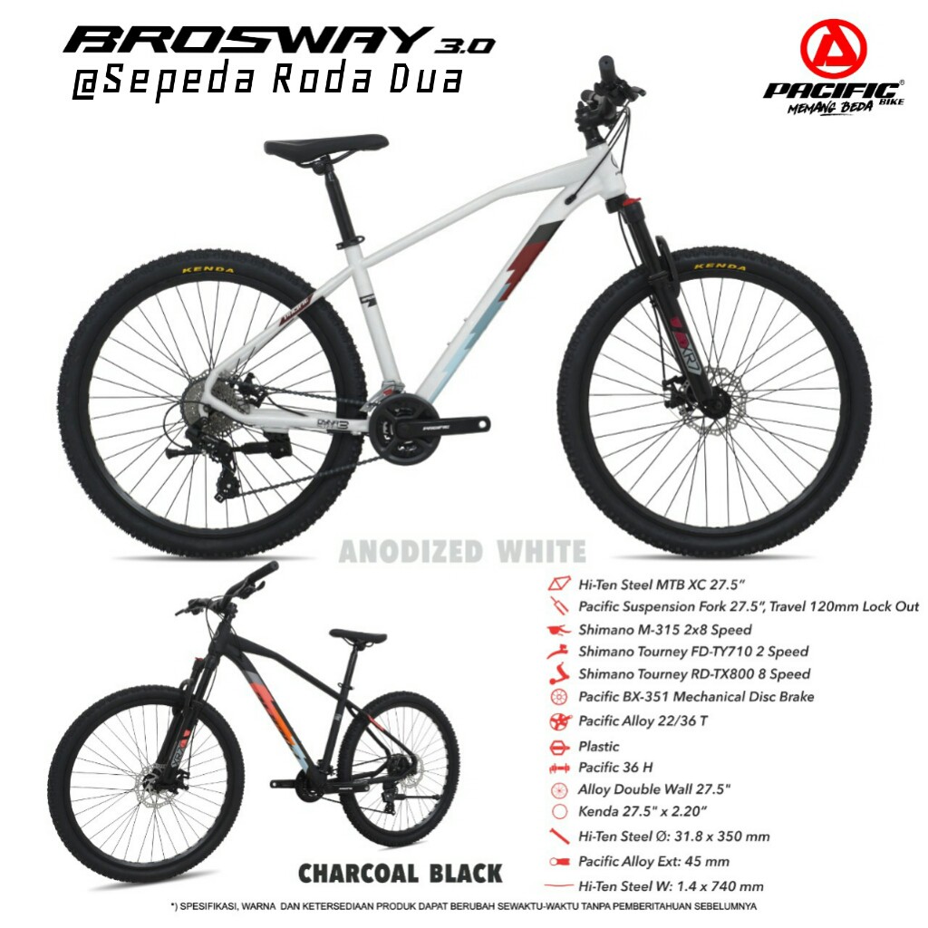 Sepeda Gunung/MTB 27,5" Pacific Brosway 3.0 Steel (3x8 speed)