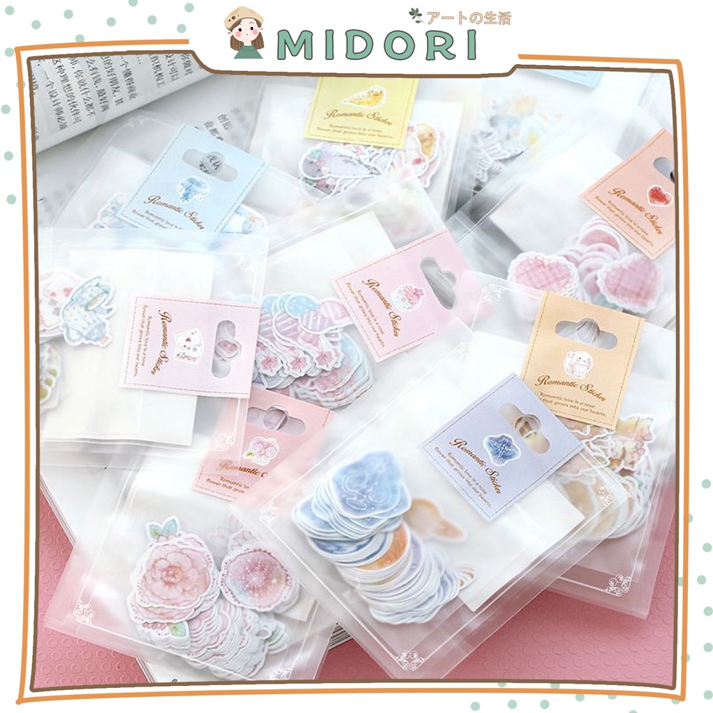 

[MIDORI] 70Pcs ROMANTIC STICKER & FROST SEAL Sticker Décor Jurnal Stiker Hias Diary Scrapbook -B0316