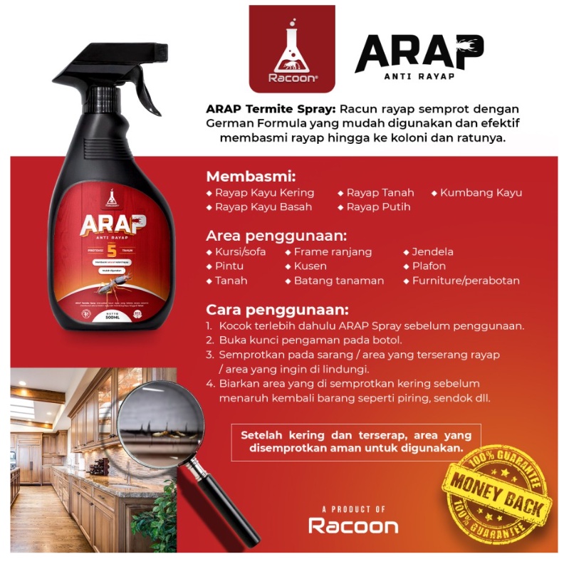 Racoon Obat Anti Rayap Spray ARAP / Racun Rayap Semprot Cair