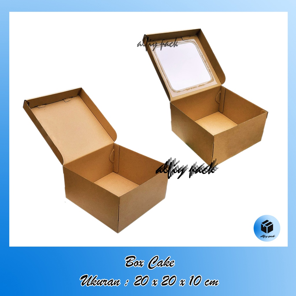

1pack isi 10pcs BOX CAKE JENDELA MIKA / COKELAT POLOS UKURAN 20x20x10 CM KOTAK KUE BOLU DUS PACKAGING TART GIFT BOX