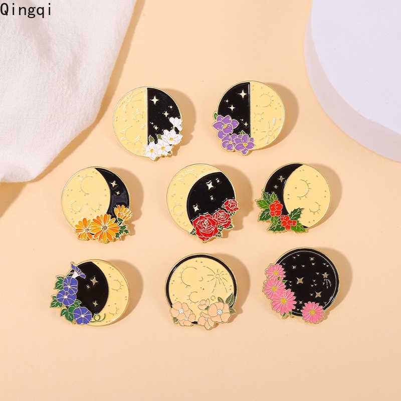 Bros Pin Enamel Bentuk Bunga Daisy Mawar Morning Glory Bahan Metal Untuk Pasangan