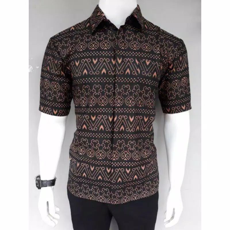 Size M L XL XXL JUMBO BSWART Batik HRB026 kenongo Hem Batik Monochrom Semut Coklat Kemeja Batik Pria