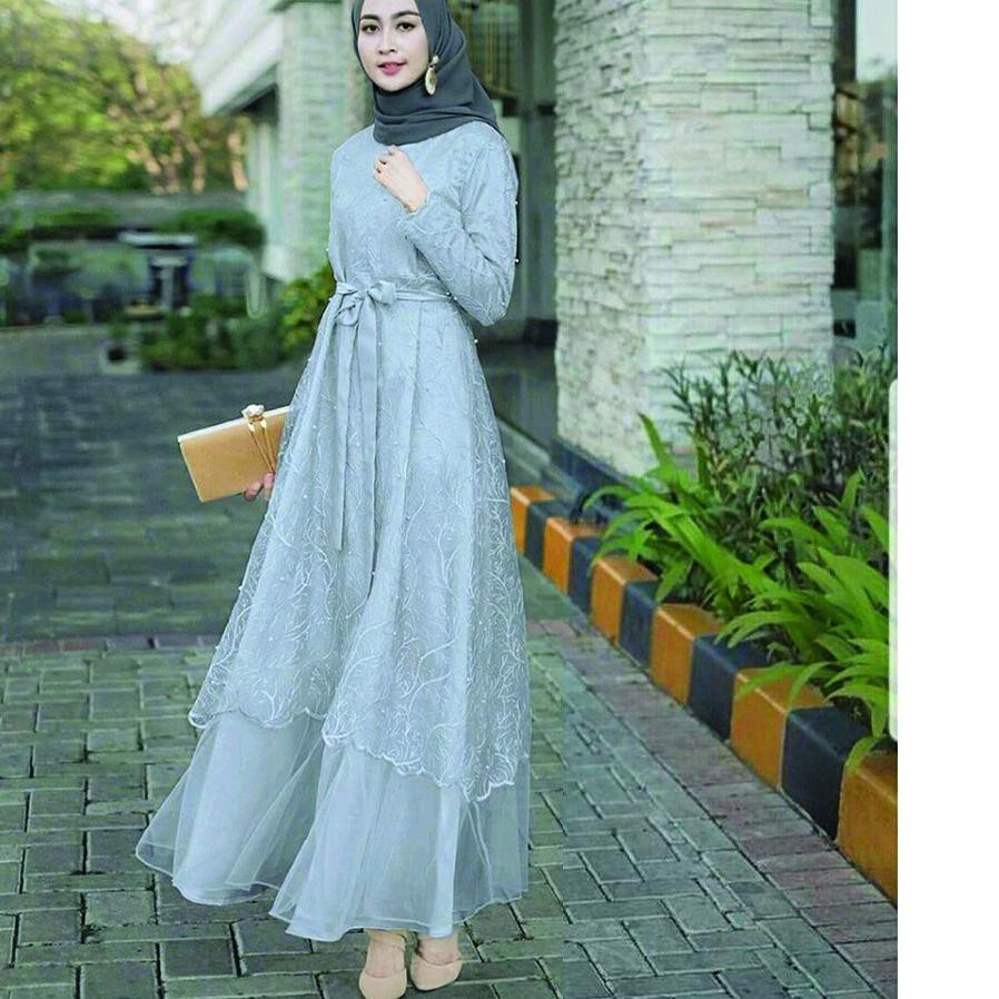 ❀Barang Baru 8 WARNA ADA JUMBO & BUSUI Dress Exclusive Brukat Tille Kayla Maxi Dress Aurel Premium -