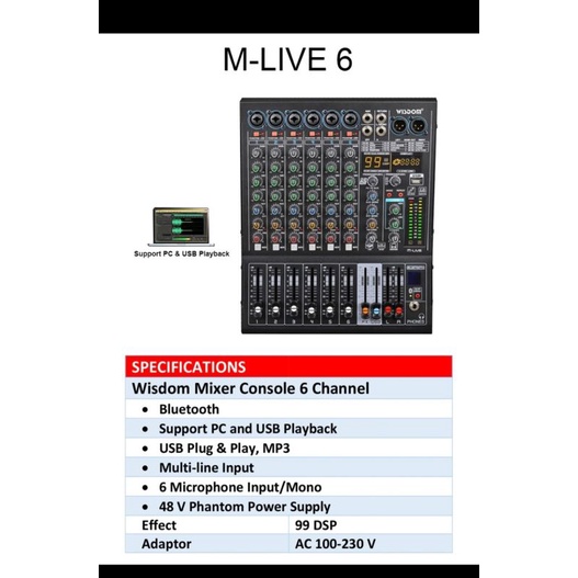 wisdom M-live6 mixer wisdom M live 6 6ch