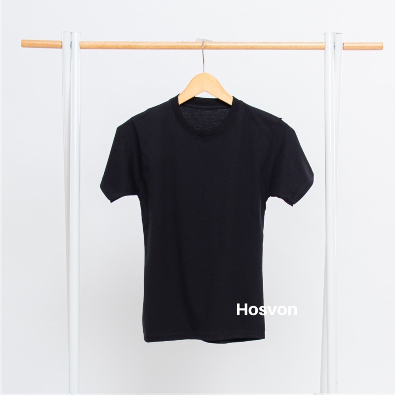 HITAM Cotton Combed 20s Lengan Pendek (PRIA &amp; WANITA)