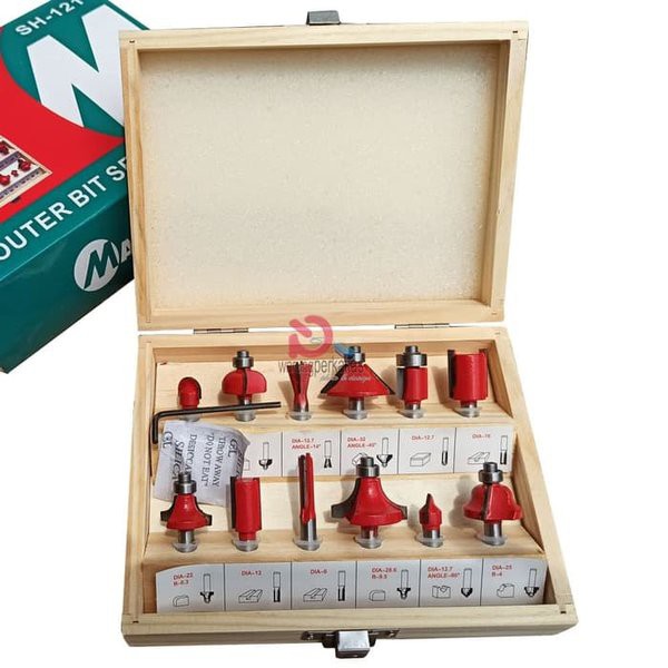 MAILTANK SH - 121 mata profil kayu set 12 pcs router bit set 12 Router 12pcs mata profil ass 1/4inch