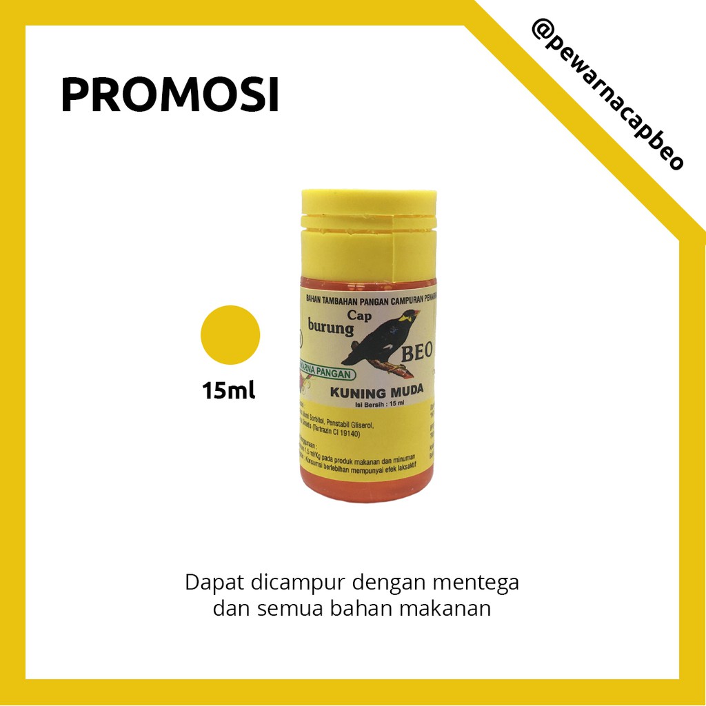 

PEWARNA MAKANAN MURAH Warna Kuning Muda 15ml Cap Beo
