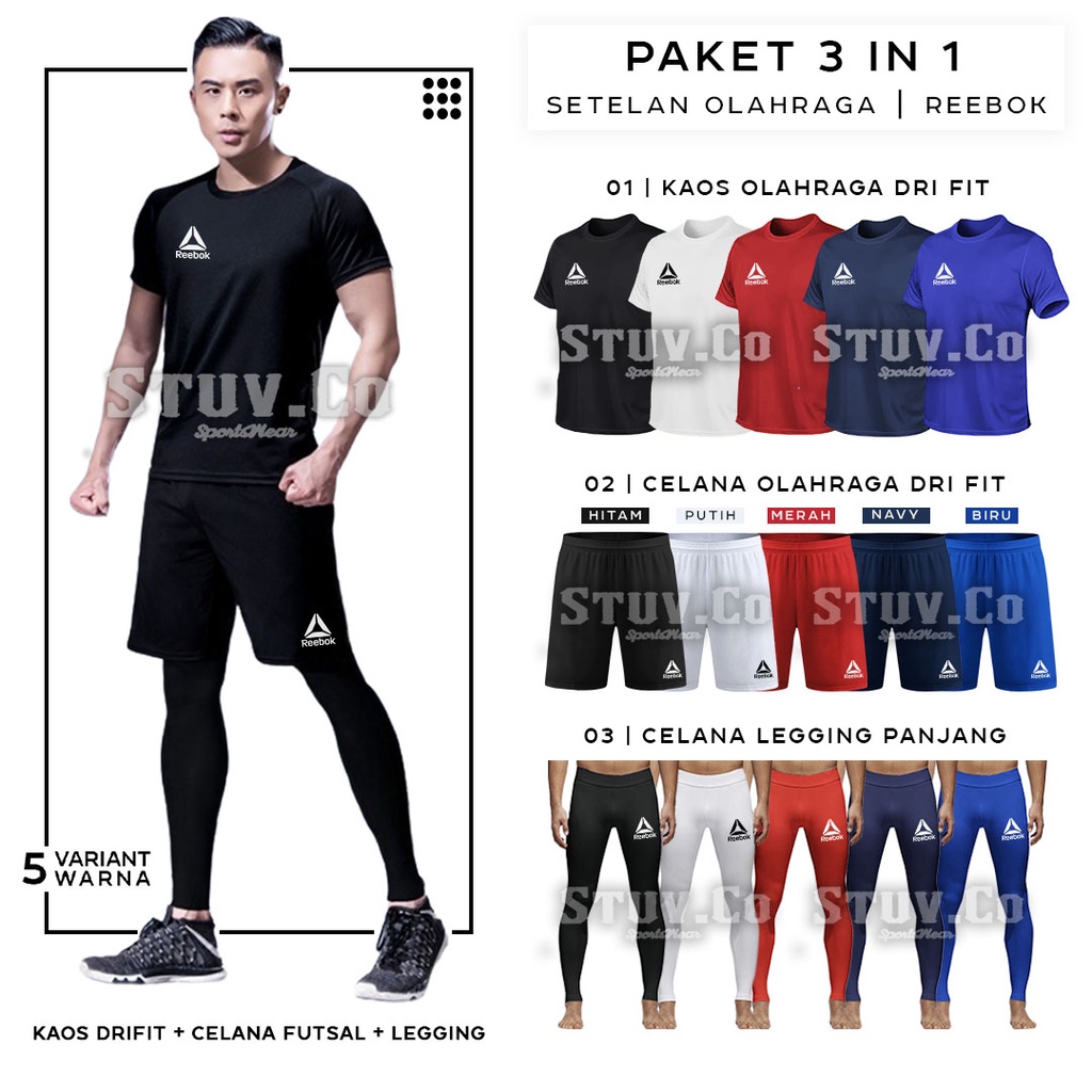 PAKET 3IN1 STELAN KAOS DRIFIT LEGGING PANJANG DAN CELANA PENDEK DRIFIT OLAHRAGA FUTSAL SEPAKBOLA BASKET UNISEX