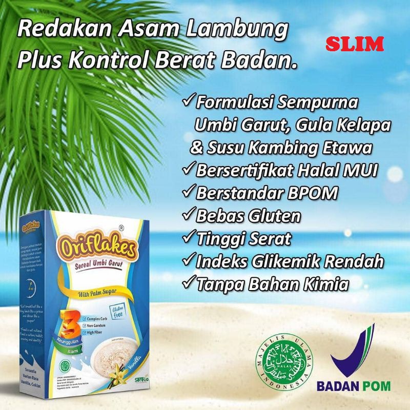 Oriflakes Slim Diet Outmeal Sereal Diet Umbi Pati Garut Makanan Diet Rendah Kalori Diet Lancar Lambung Aman