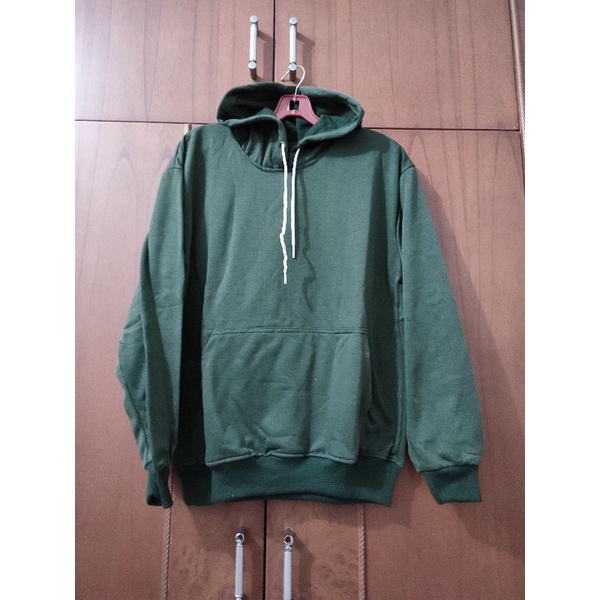 SWEATER HOODIE POLOS CEWEK COWOK FIT XL-Hijau army