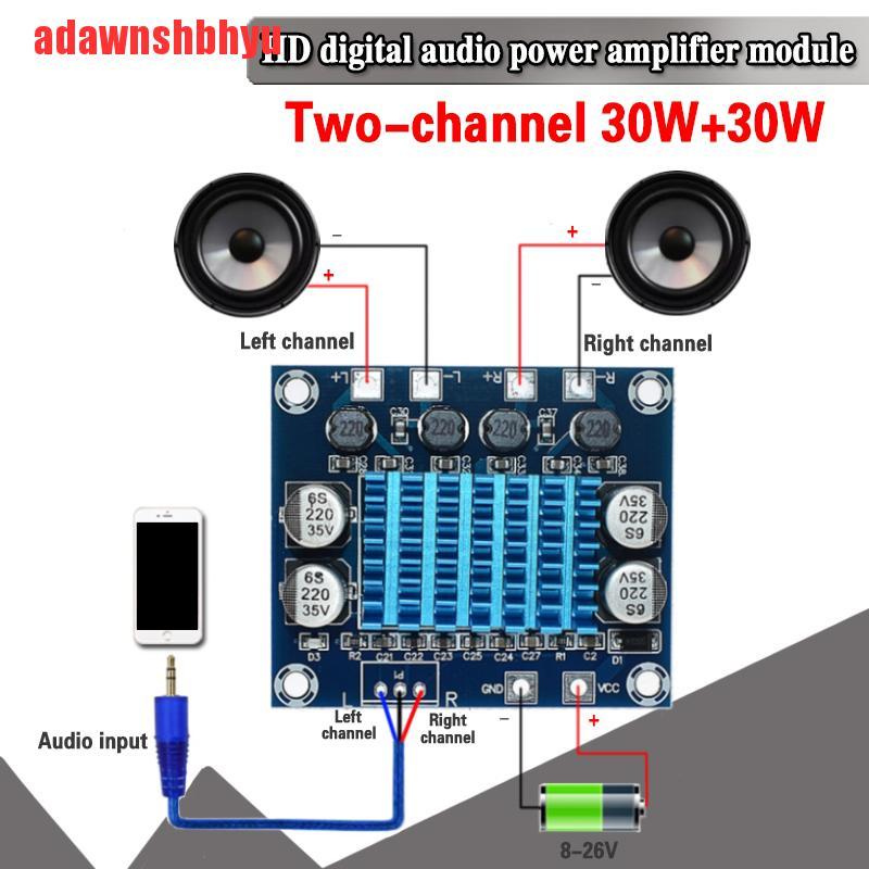 Tpa3110 Xh-A232 Amplifier Audio Stereo Digital Daya 30w+30w 2.0 Channel