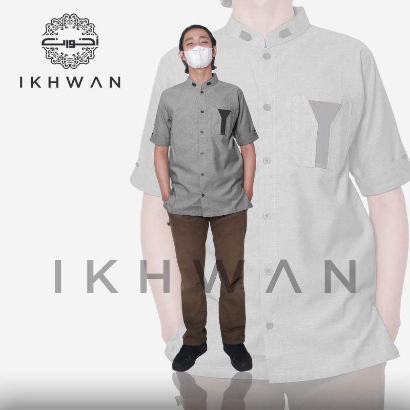 Baju Koko Lebaran Muslim Pria Kemeja Muslim Lengan Pendek Ikhwan PREMIUM