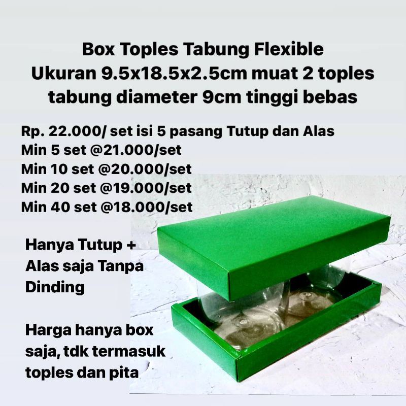 

Box Toples Tabung Flexible Ukuran 9.5x18.5x2.5cm Muat 2 Toples Tabung 9cm Tinggi Bebas