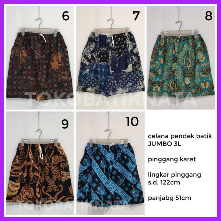 CELANA PENDEK BATIK PRIA JUMBO 3L - DUA