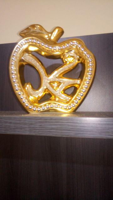 Pajangan Keramik Allah & Muhammad Diamond Gold Apel 2pc T:21cm Bb767