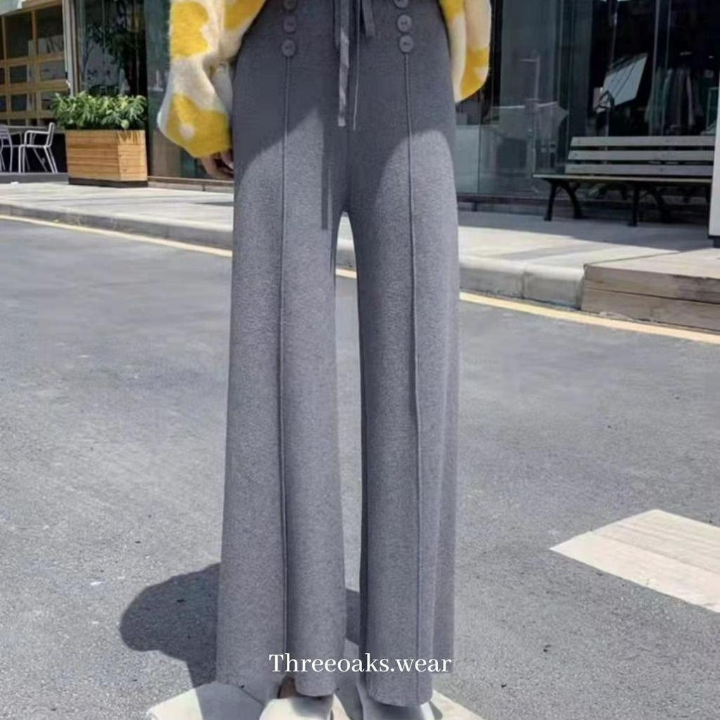 LILY PANTS - CELANA PANJANG KULOT ABG RAJUT TEBEL HALUS NYAMAN IMPOR KOREAN STYLE