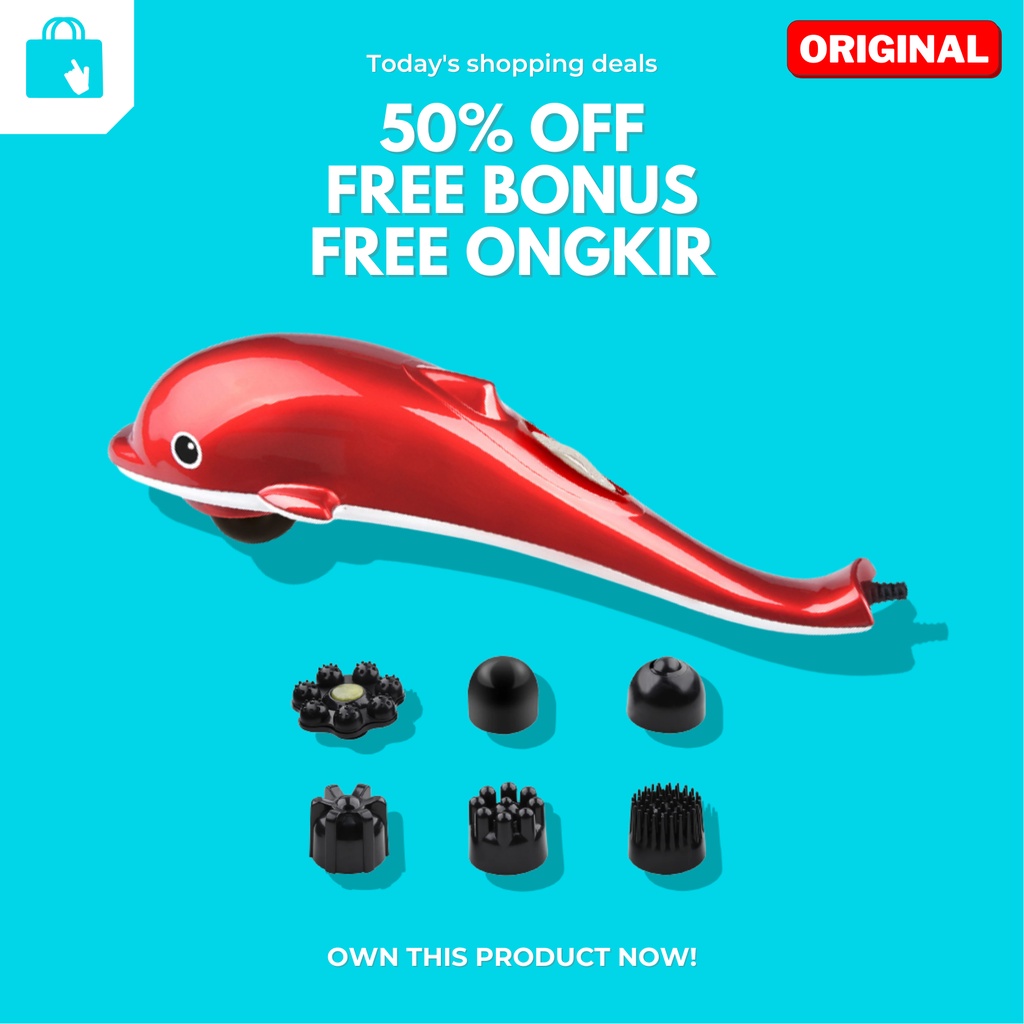 (Original) Alat pijat elektrik dolphin 6 in 1 pijat kepala punggung kaki dolphin massager 6 kepala