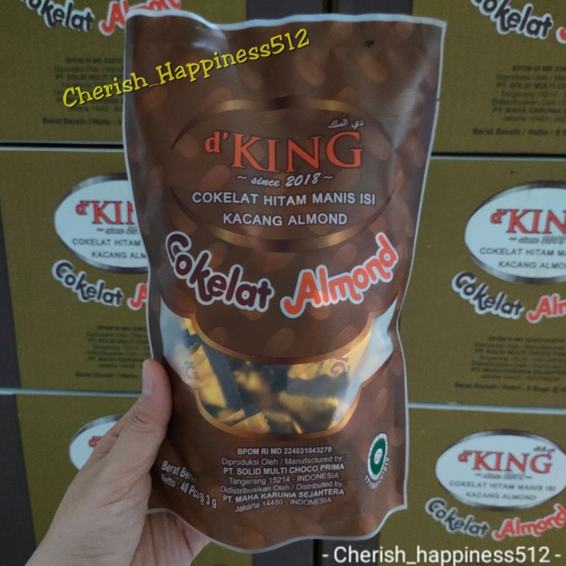 D'King Bonibol Almond Kemasan Bag (1 Bag isi 40 pcs)