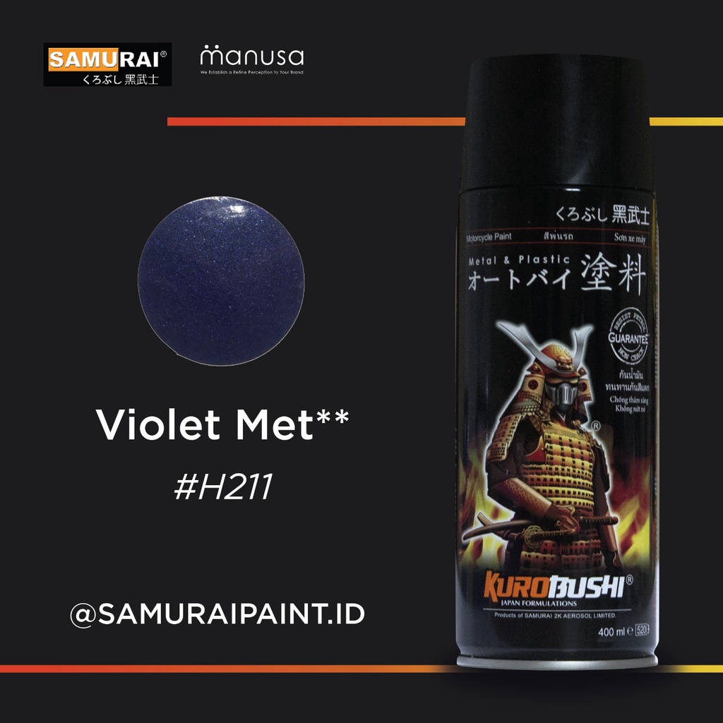 Samurai Paint Violet Met Honda #H211 Cat Aerosol Kualitas Kompresor