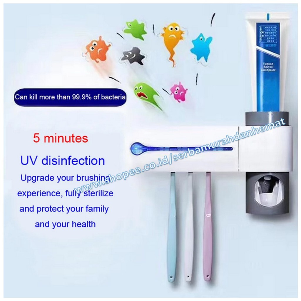 Dispenser Odol Steril UV Anti Bakteri Virus Kuman Sikat Gigi 2in1 CE Toothpaste Toothbrush Sterilizer