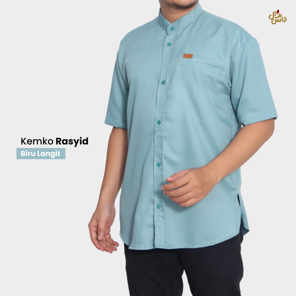 Baju Koko Kurta Polos Pria Model Rasyid Tersedia Warna Hitam/Putih/Biru Langit/Hijau Muda/Krem Bahan Katun Toyobo