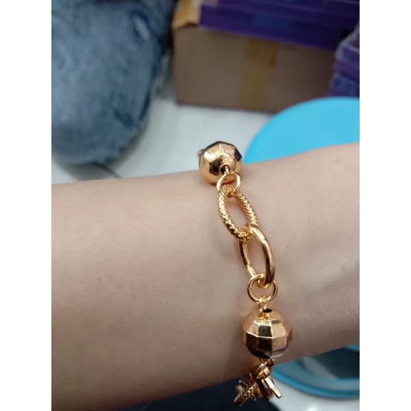 Gelang tanga wanita / gelang / yaxiya / lapis emas/ xuping / rante plat mata mer