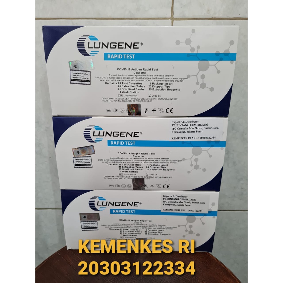 Jual Lungene Rapid Test Antigen Swab Test Covid Box Biru Isi 25 Pcs ...