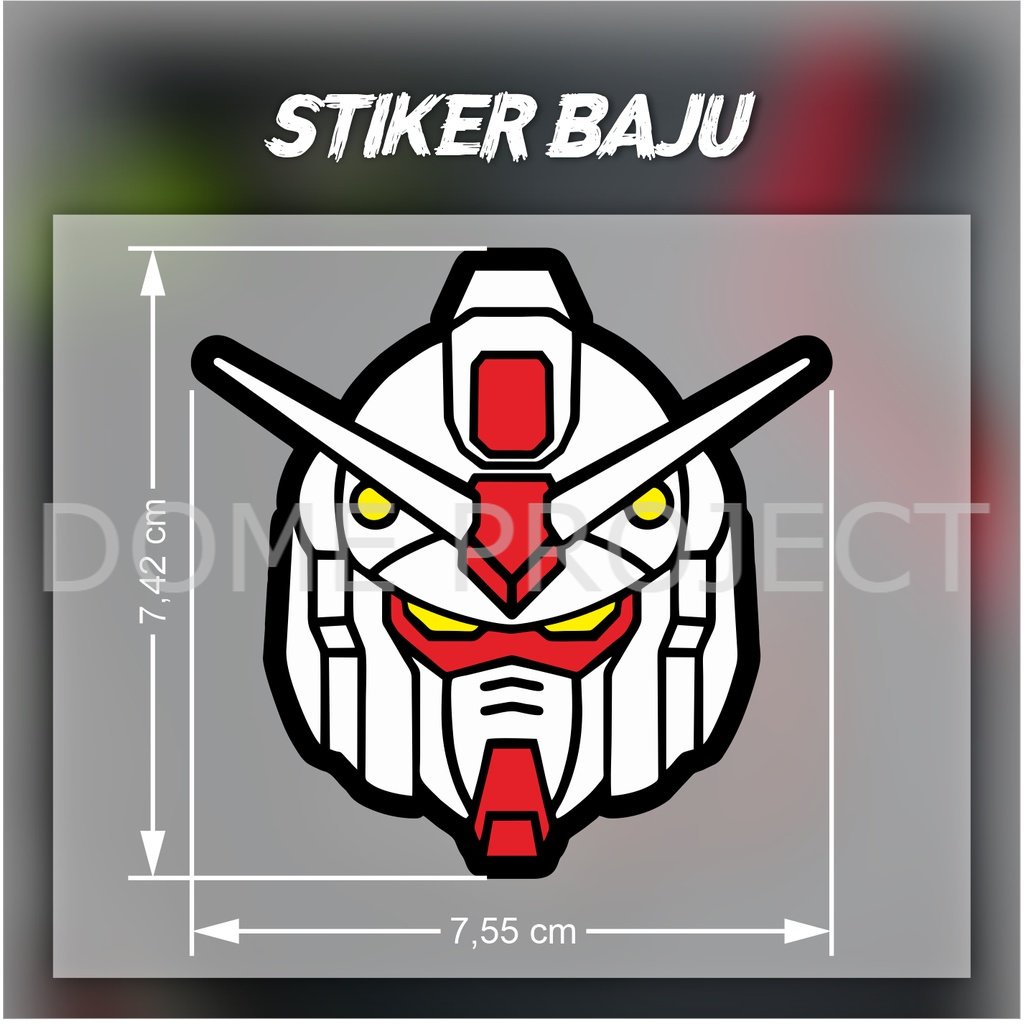 STIKER BAJU DTF IRON PATCH GUNDAM HEAD SABLON SATUAN STICKER DIY AKSESORIS FASHION KAOS PRIA