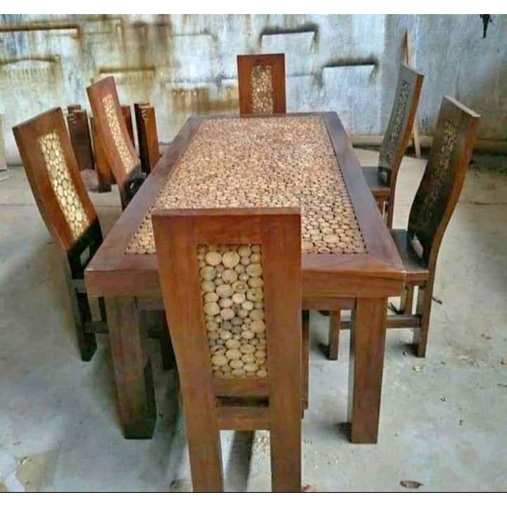 Kursi Makan minimalis Koin jumbo Kayu Jati