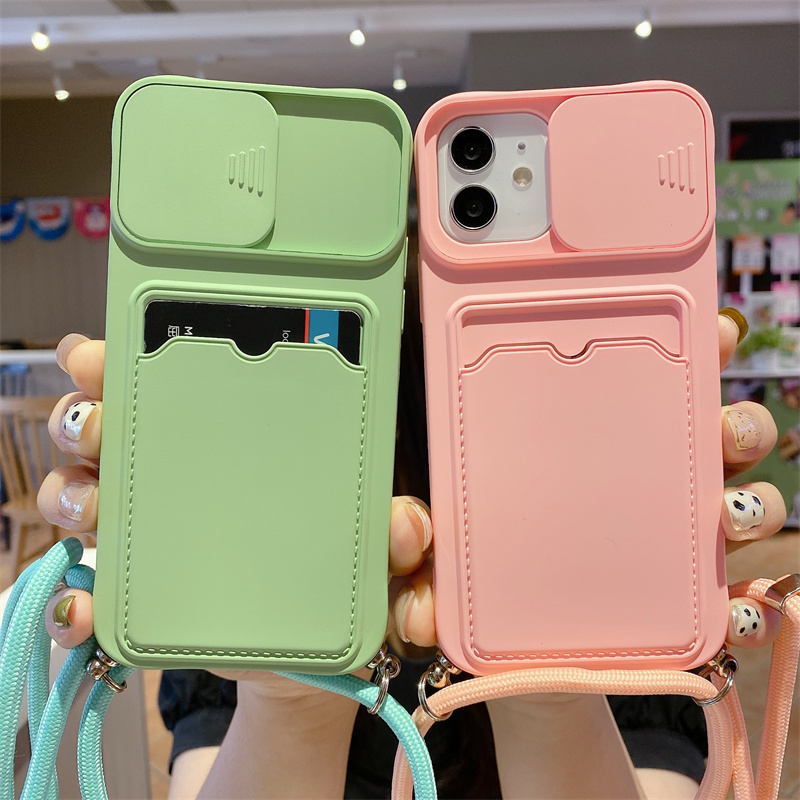 Soft Case Pelindung Lensa Anti Jatuh Dengan Holder Kartu Untuk Iphone 12pro Max X Xs Max Xr 6 7 8 Se2020 6plus 7plus 8plus