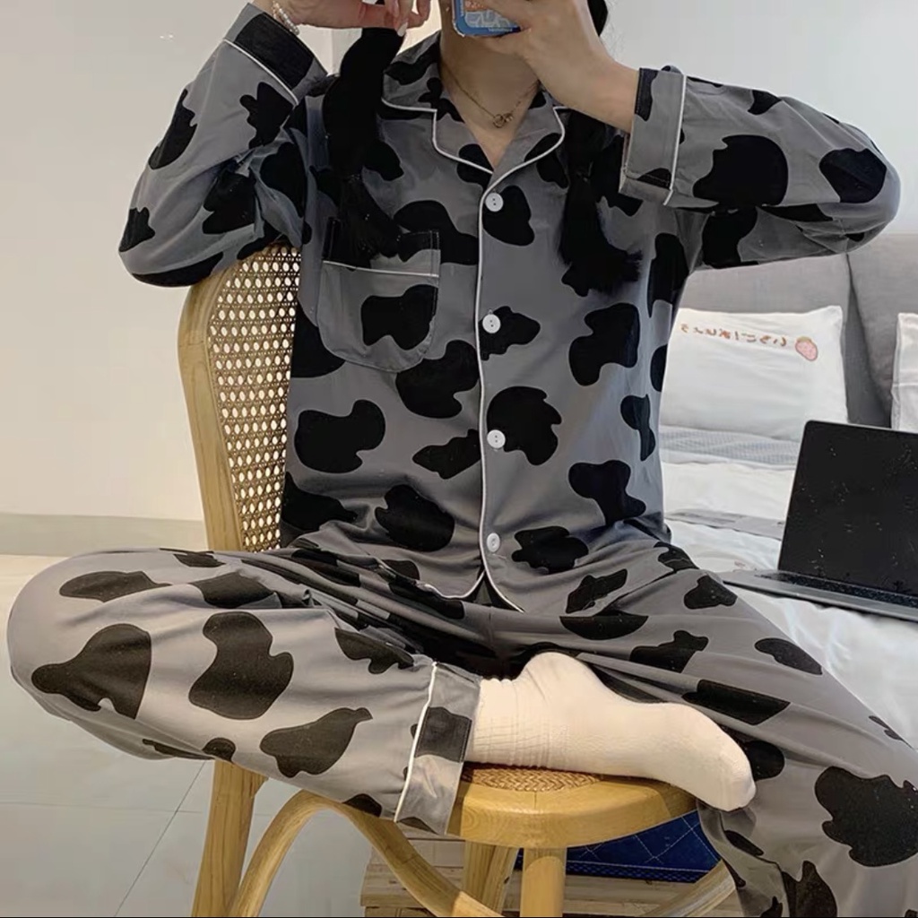 Piyama Baju Tidur Wanita PP Import Fashion Krah Kancing Lengan Panjang-7504