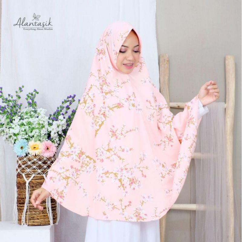 Alantasik - Jilbab wolfis XL Kinara Monalisa bunga SAKURA PET ANTEM EDISI RAMADHAN GR.5