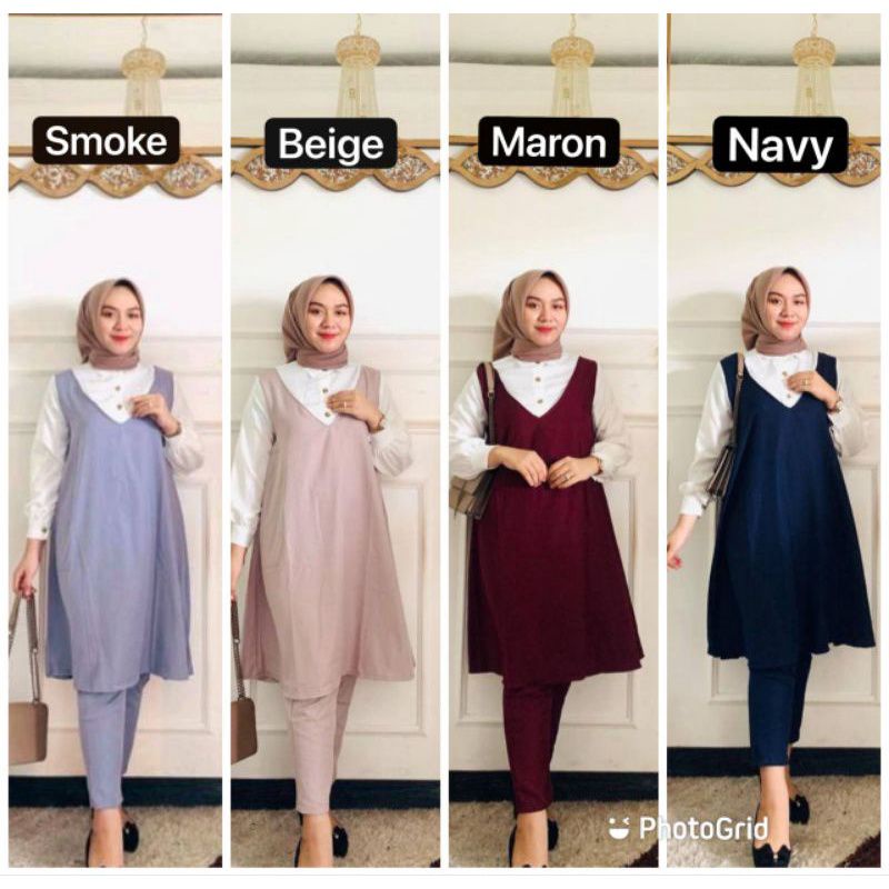 SISY ONE SET || SETELAN TUNIK WANITA || ONE SET DAILY SET BAJU WANITA ATASAN WANITA CELANA WANITA-4