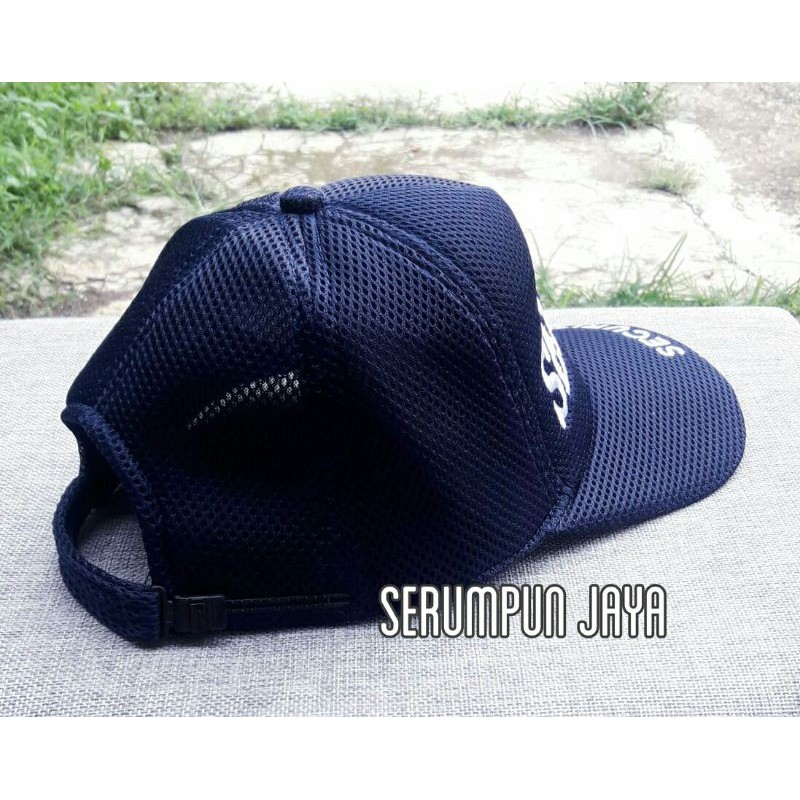 TOPI SECURITY NAVY - TOPI LOGO TULISAN SECURITY NAVY JARING DOUBLE MESH