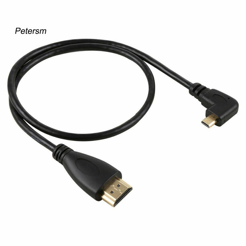 Kabel Micro Hdmi Tipe D Male Sudut Kiri 90 Derajat Ke Hdmi 1.4 Male 1080p Untuk Hdtv