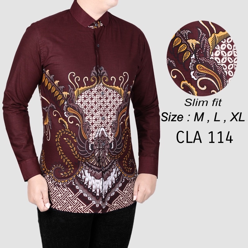 BAJU PRIA/COWOK KEMEJA BATIK PREMIUM SLIMFIT LENGAN/TANGAN PANJANG/PENDEK COKLAT ORANGE HITAM HIJAU 