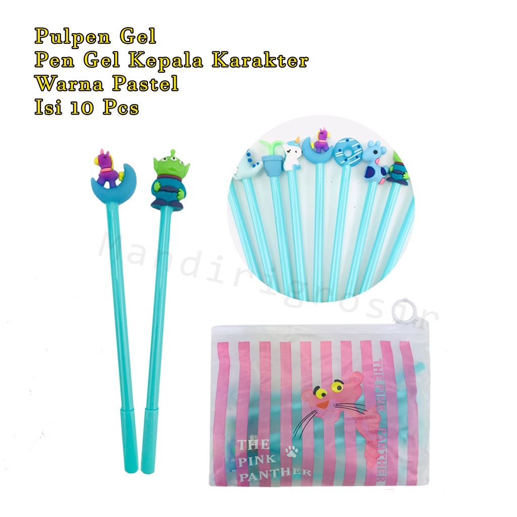 pen*Pulpen Gel *Pen Gel Kepala Karakter *Warna Pastel *Isi 10 Pcs